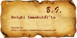 Bolyki Immakuláta névjegykártya